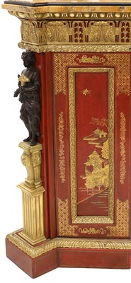 Lot 167 - A red-lacquered and ormolu-mounted pier cabinet