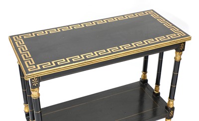 Lot 761 - A pair of Regency revival ebonised and gilt decorated étagères