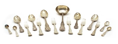 Lot 4 - An early Victorian silver canteen of Kings pattern flatware
