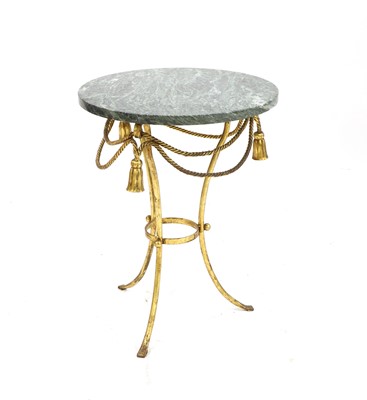 Lot 252 - A modern gilt metal and serpentine marble tripod occasional table
