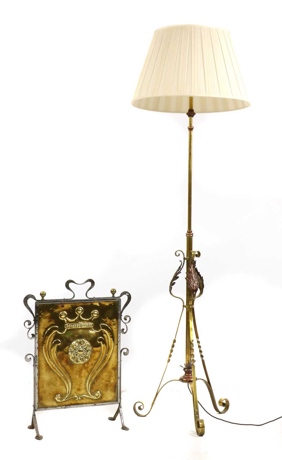 Lot 73 - A brass standard lamp