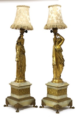 Lot 183 - A pair of neoclassical ormolu table lamps