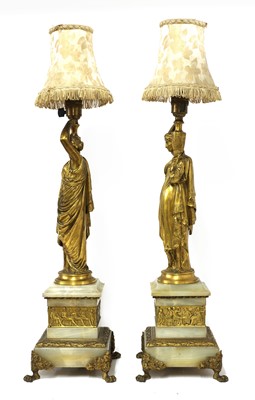 Lot 183 - A pair of neoclassical ormolu table lamps