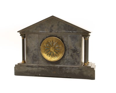 Lot 87 - A Victorian architectural slate mantel clock