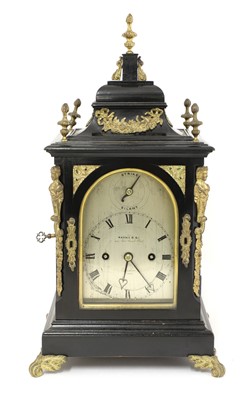 Lot 349 - An ebonised and ormolu mounted bracket clock