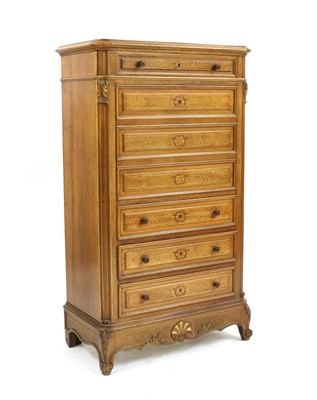 Lot 178 - A French walnut and parcel gilt secretaire abattant