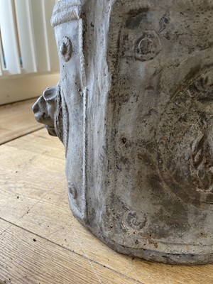 Lot 385 - A pair of circular lead planters