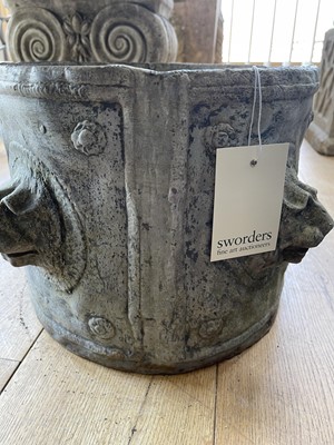 Lot 385 - A pair of circular lead planters