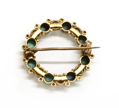 Lot 9 - A Victorian gold turquoise and pearl wreath brooch