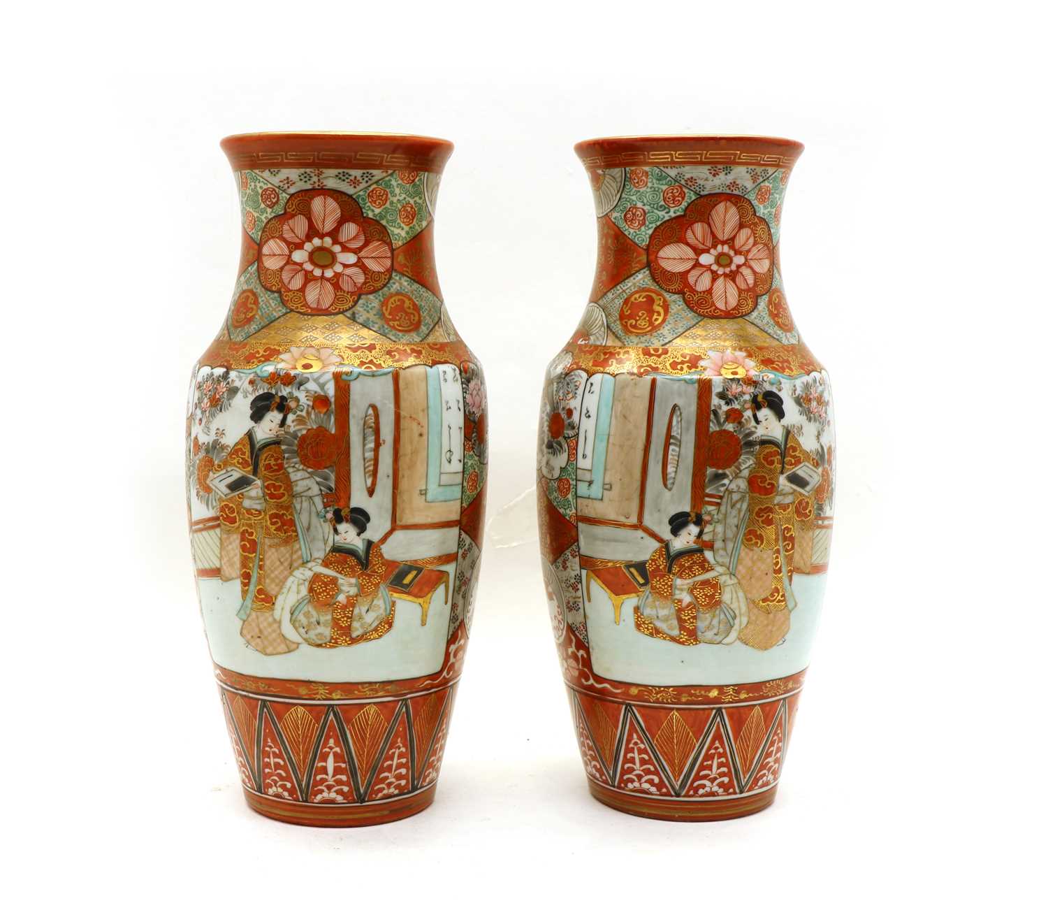 Lot 68 - A pair of 19th century Kutani vases