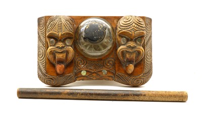 Lot 72 - A 1920 period Maori inkstand desk set