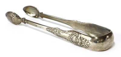 Lot 828 - A pair of William IV Scottish silver King's pattern sugar tongs