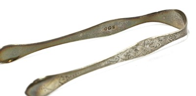 Lot 825 - A pair of George III silver sugar tongs