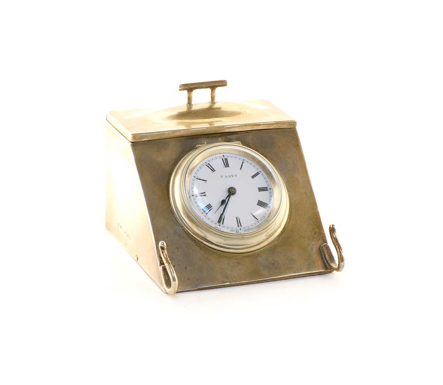 Lot 40 - A George V novelty silver eight-day desk clock