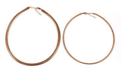 Lot 221 - Two 9ct rose gold woven necklaces