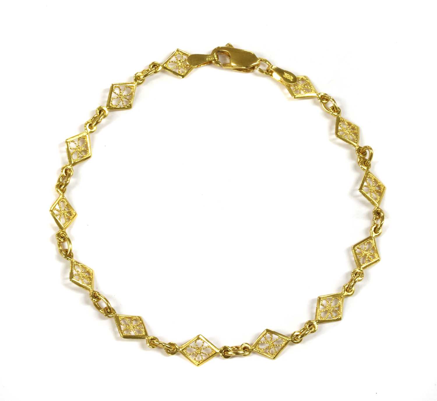Lot 63 - A 22ct gold lozenge link bracelet