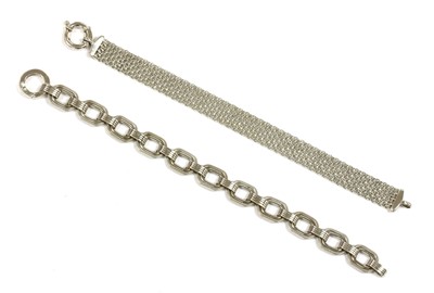 Lot 211 - A 9ct white gold Bismark link bracelet
