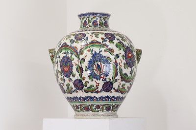 Lot A very large Iznik-style pottery vase by Cantagalli