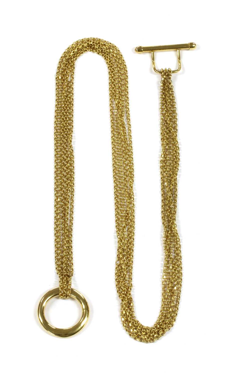 Lot 30 - A 9ct gold six row necklace