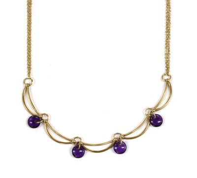 Lot 271 - A 9ct gold amethyst swag necklace