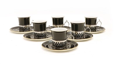 Lot 80 - A cased set of Shelley England noir coffee cups and saucers
