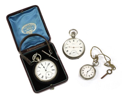 Lot 462 - A sterling silver Waltham top wind open-faced pocket watch