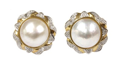 Lot 351 - A pair of 14ct gold mabé pearl earrings