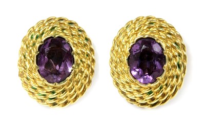 Lot 274 - A pair of gold amethyst stud earrings