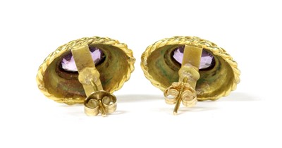 Lot 274 - A pair of gold amethyst stud earrings