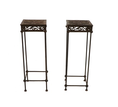 Lot 290 - A pair of wrought iron stands