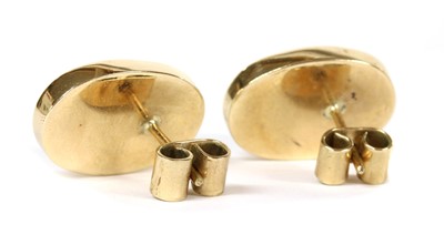 Lot 265 - A pair of gold single stone lapis lazuli stud earrings