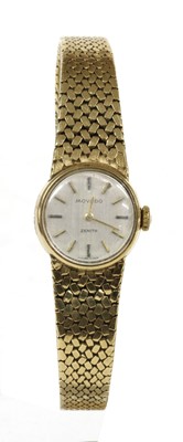 Lot 479 - A ladies' 9ct gold Movado Zenith mechanical bracelet watch
