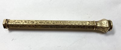 Lot 442 - A gold pencil holder or barrel, Sampson Mordan & Co.