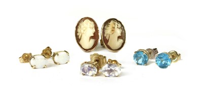 Lot 394 - A quantity of gold gem-set stud earrings