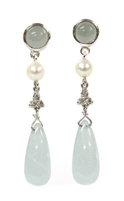 Lot 396 - A pair of gold single stone pearl earrings