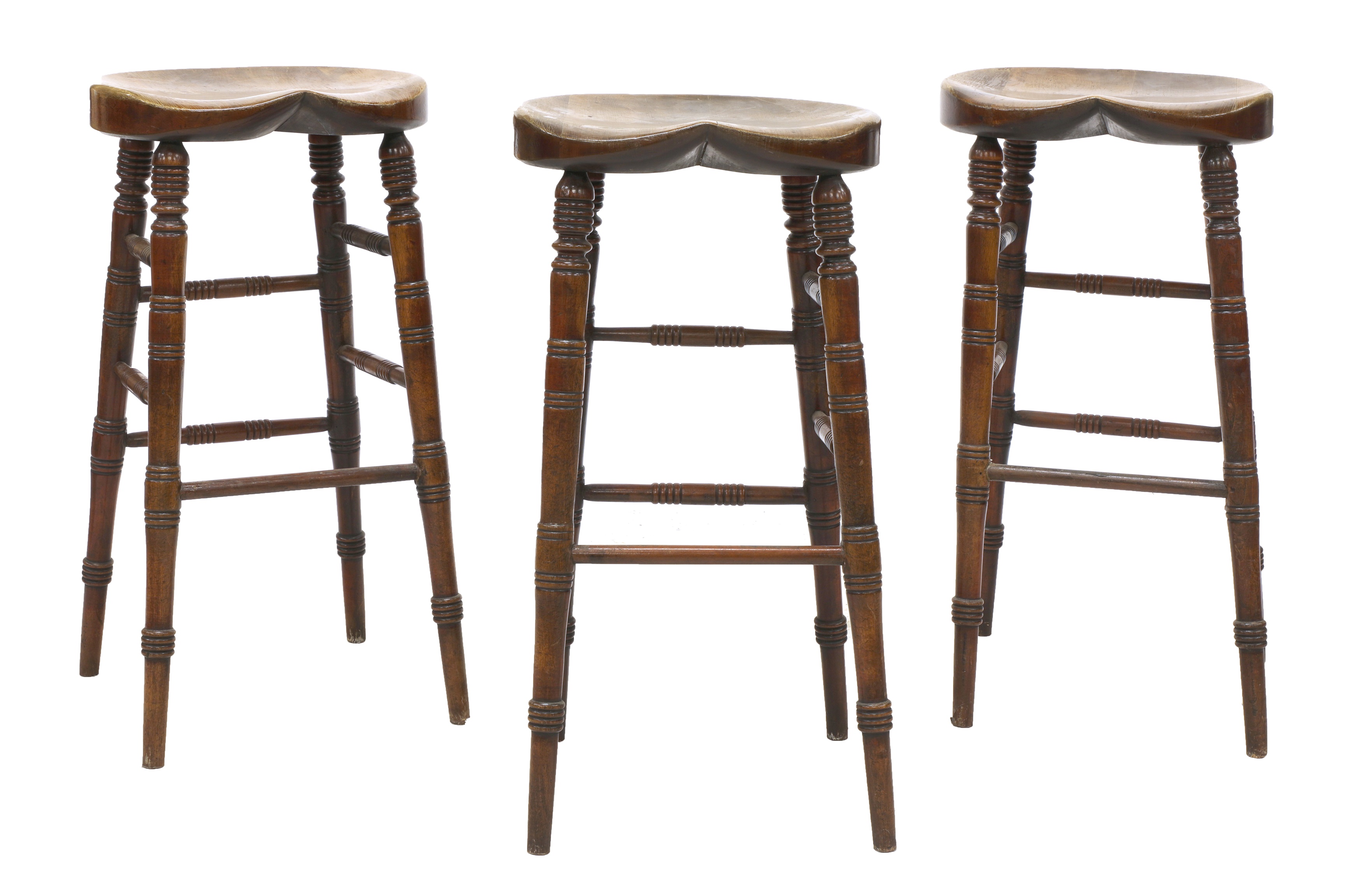 Lot 734 Three Victorian Beechwood Bar Stools