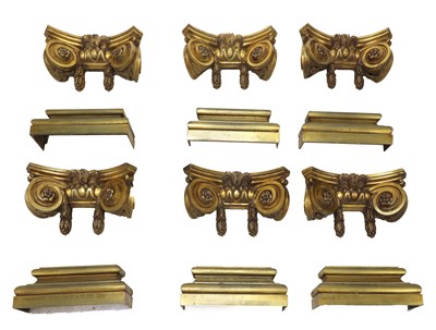 Lot 338 - A set of six gilt bronze Ionic column bases and capitals