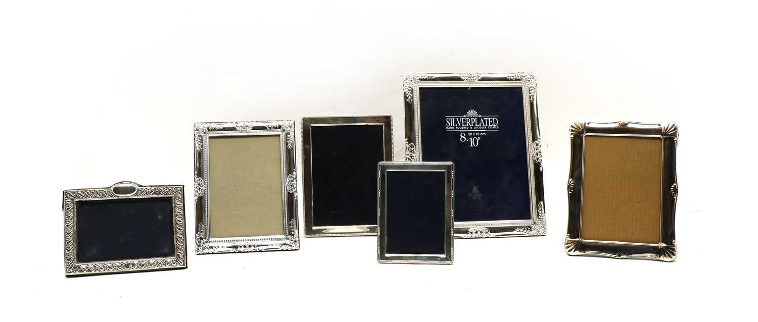 Lot 17 - A collection of six silver and silver plated photograph frames