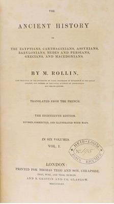 Lot 43 - BINDING: Quantity including: Rollin’s Ancient History of the Egyptians