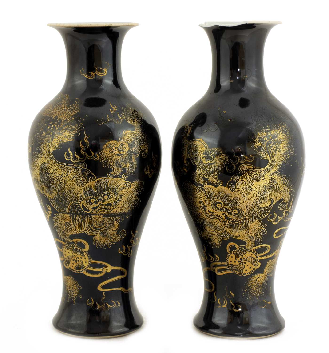 Lot 27 - A pair of Chinese black-glazed vases