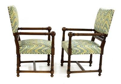 Lot 163 - A pair of walnut armchairs
