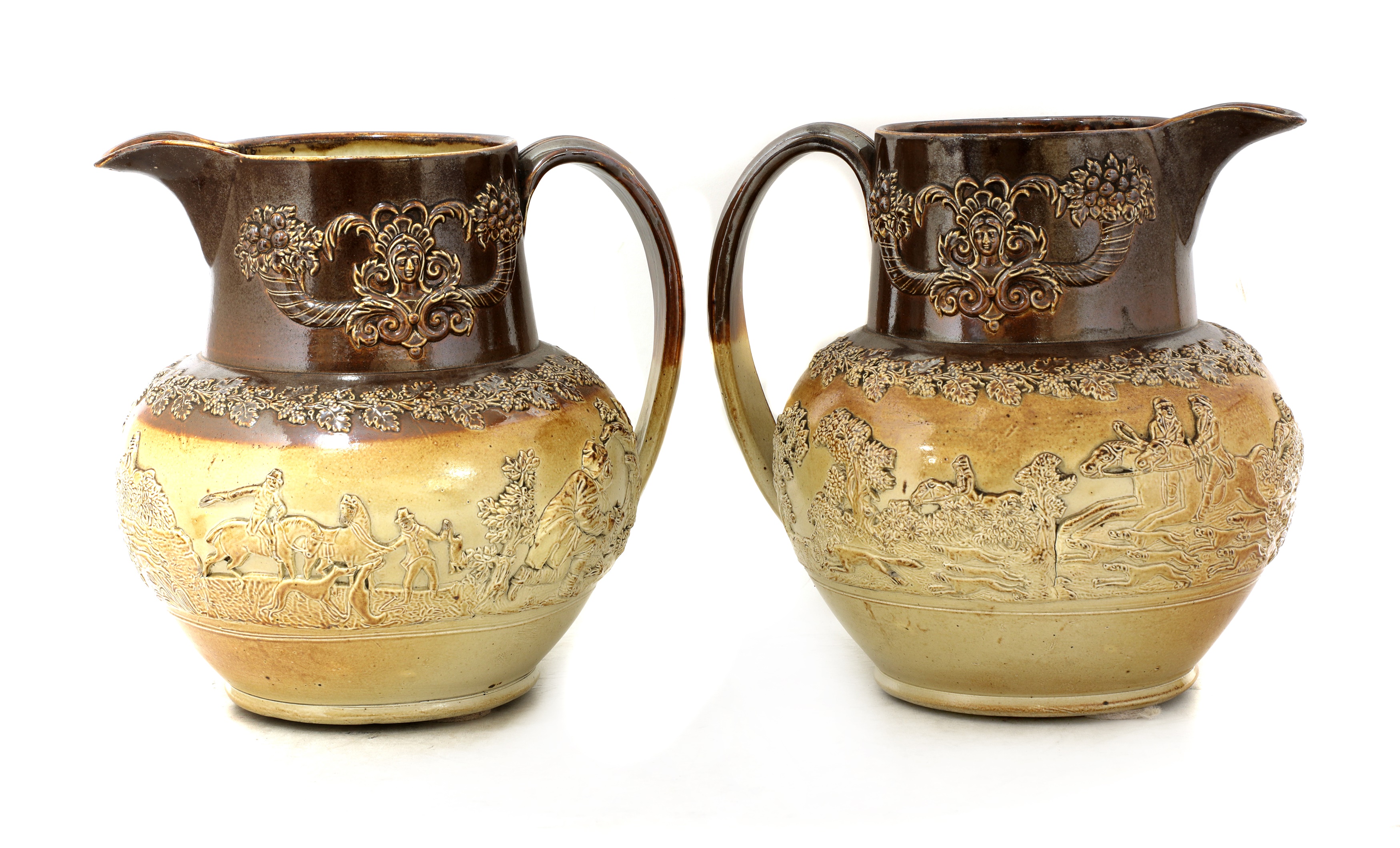 Lot 89 A pair of large stoneware jugs,