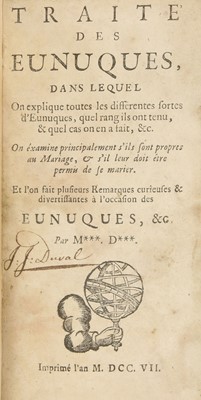 Lot 95 - [ANCILLON, Charles]: Traité des Eunuques