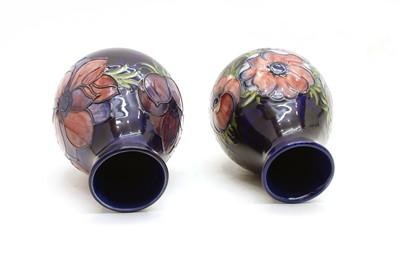 Lot 56 - A pair of William Moorcroft 'Anemone' vases