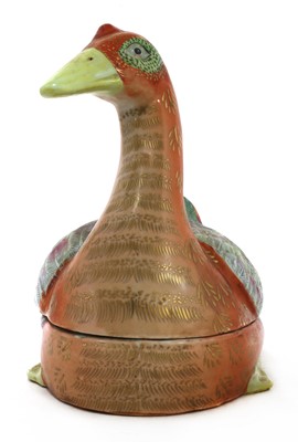 Lot 53 - A large Chinese porcelain tureen and cover in the form of a goose