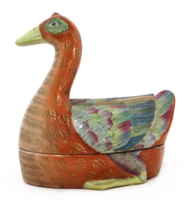 Lot 53 - A large Chinese porcelain tureen and cover in the form of a goose