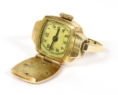 Lot 15 - A gold mechanical watch ring