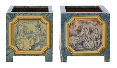 Lot 294 - A pair of painted wooden Versailles planters