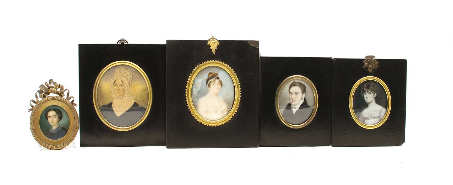 Lot 62 - Five 19th century oval portrait miniatures