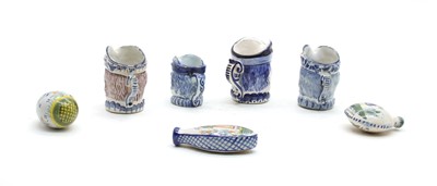 Lot 65 - Seven French faience items